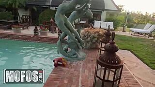 Stunning Brunette Karla Kush Rides Thick Dick In Pov Outdoors Pool