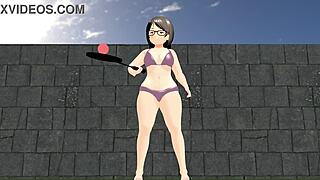 Plump girl playing tennis tits