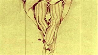 vintage hentai cartoon anime illustration from retro era