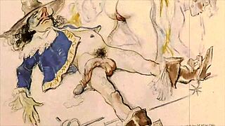 vintage hentai cartoon anime illustration from retro era