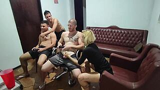 Bisexual Guys Kiss and Fuck Bareback During Video Game