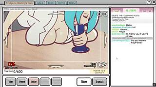 Nicole's risky hentai job as camgirl exposes tits