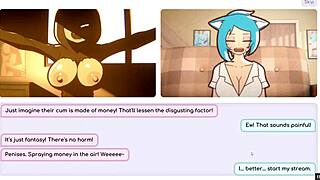 Nicole's risky hentai job as camgirl exposes tits