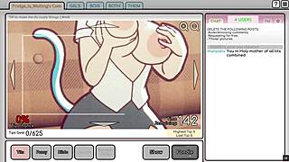 Nicole's risky hentai job as camgirl exposes tits