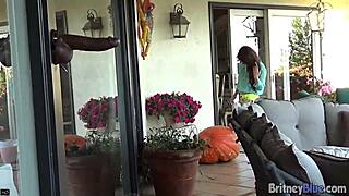 brittney blue licks dildo outdoor?