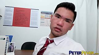 Peterfever asian twinks don and fu bareback in classroom with rimjob and anal