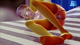 a teen in stockings indulges in solo masturbation in this 3d hentai scene.