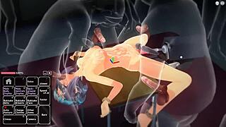 Blue Haired Girl Is Having Fun In Hentai Anime