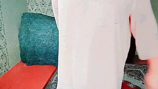 big ass sissy in party mini dress rides webcam cowgirl style as slutty crossdresser