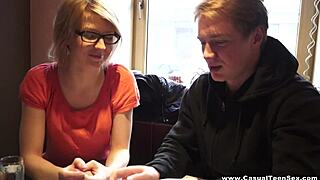 nerdy teen 18+ katya gets casual sex with cumshot and blowjob in european setting