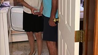 sexy milf gives in to neighbor boy in laundry