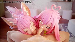 Two slutty anime girls sucking your cock