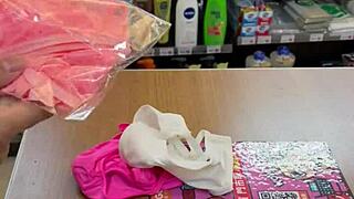 Asian Ladyboy In Stockings Shows New Thong To Customers In Convenience Store