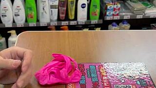 Asian Ladyboy In Stockings Shows New Thong To Customers In Convenience Store