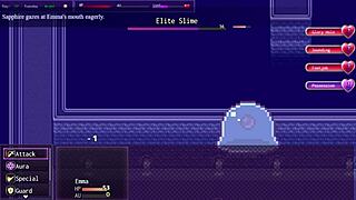 does the horny slut expose herself to the whole class in hentai game?