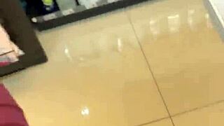 Asian Ladyboy In Stockings Shows New Thong To Customers In Convenience Store