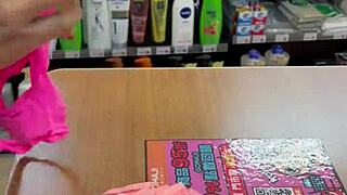 Asian Ladyboy In Stockings Shows New Thong To Customers In Convenience Store