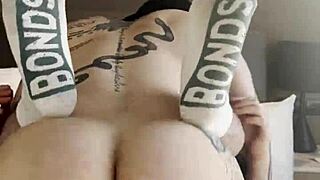 Chubby gay bear begs for bareback cock at home