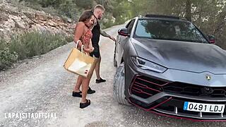 Filoufitt takes me for a ride in his Maserati, we get lost in the woods, real public sex banging!