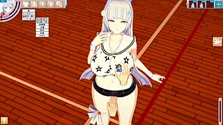 I massage the huge tits of the dialect girl JK in this anime 3DCG