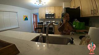 Quick interracial sex with big tits