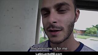 Straight latino boy joins street movie with stranger