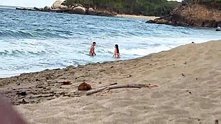 Feeling Wild as Colombian Latina with Big Ass Gets Naughty on Public Nude Beach with Strangers