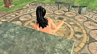 an animated 3d hentai shows a cute indian bhabhi rubbing her pussy slowly