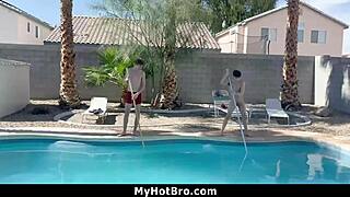 Blonde Twink Stepbrothers Get Busy by the Pool with MyHotBro