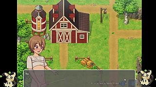 Spying on blacksmith's tits in countryside hentai bathroom