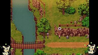 Spying on blacksmith's tits in countryside hentai bathroom