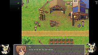 Spying on blacksmith's tits in countryside hentai bathroom