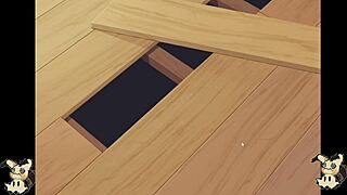 Spying on blacksmith's tits in countryside hentai bathroom