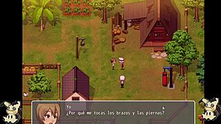 Spying on blacksmith's tits in countryside hentai bathroom