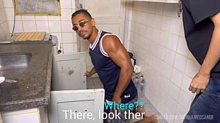 The hot tanned neighbor plumber shows up, and they get into some bareback doggystyle action.