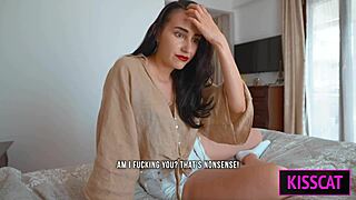 unexpected sex with step mom sharing bed, risky cum inside, oh no!