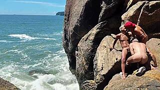 Fisherman Caught Giving Ass Behind Rocks