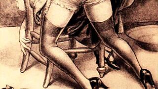 Bold vintage erotic drawings with captivating retro style