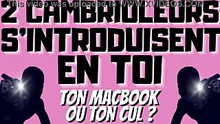 two burglars take you in double penetration with dirty talk in french gay porn