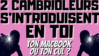 two burglars take you in double penetration with dirty talk in french gay porn