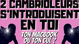 two burglars take you in double penetration with dirty talk in french gay porn