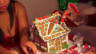 Making a Gingerbread House Together: Part 2 with Friends During Christmas Holiday