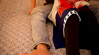 Indian Housewife Shares Romantic Moments on the Bed with Hindi Audio