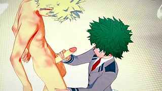 Midoriya and Bakugou engage in intense yaoi sex