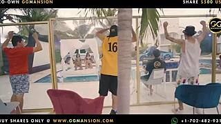 Blonde Babe Delivers Intense Blowjob To Black-Haired Latina At Ggmansion