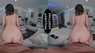 Scarlett alexis grips kyle mason's hands on her tits then mounts his cock