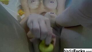 Sexy Nadia Bathes With Rubber Duckies!