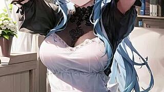 3D Butler Surprised by Pussy Masturbation and Creampie in AI Porn