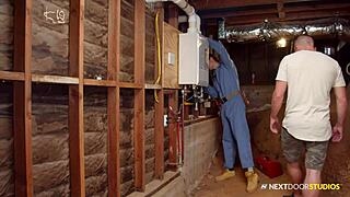 Married handyman dives into gay fantasies with stud