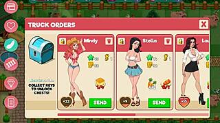 Redhead And Brunette Play Booty Farm Game